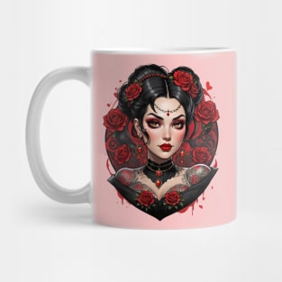 Bohemian retro vintage Gothic tattooed girl valentines day design T-Shirt Mug